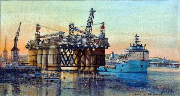 Oil rig leaving the Tyne 